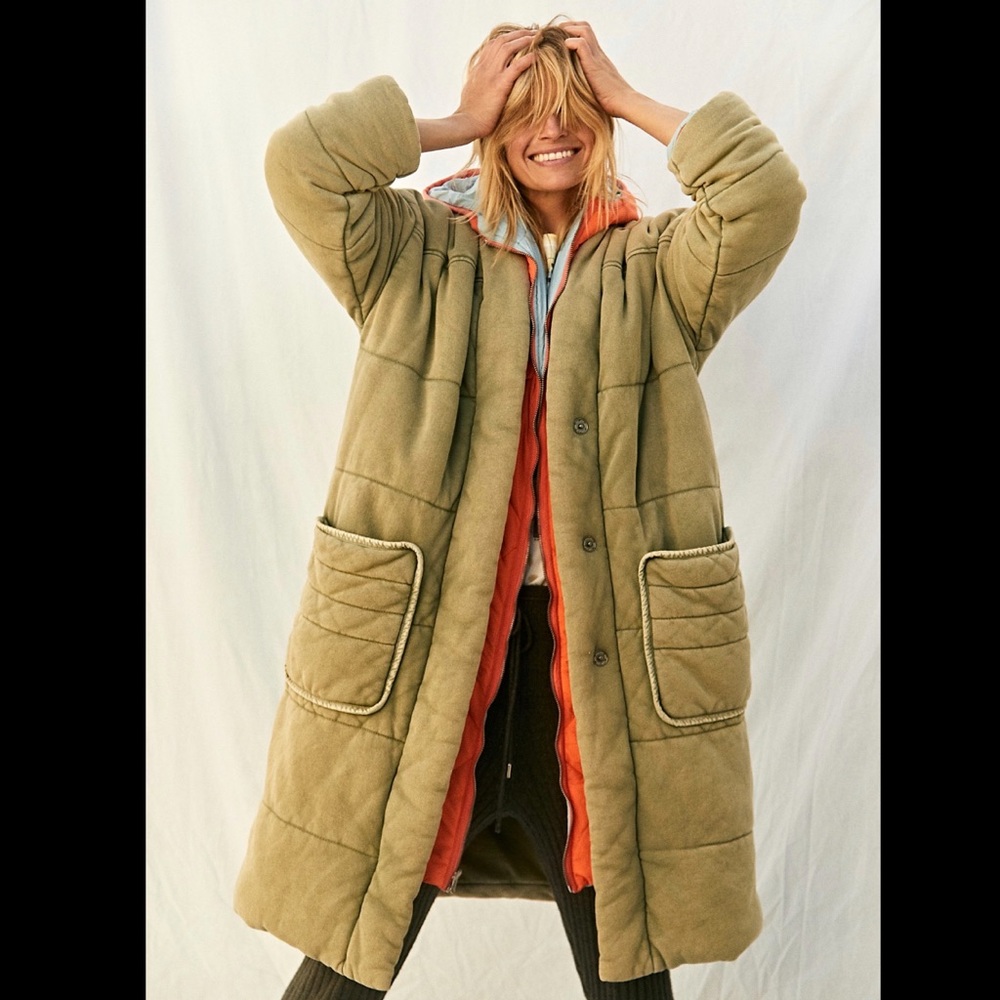Free people knit duvet coat moss